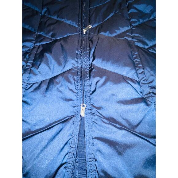 Lands' End Long Down Puffer Coat - Size S (6-8) - Vibrant Blue w/ Faux Fur Hood - Picture 4 of 12